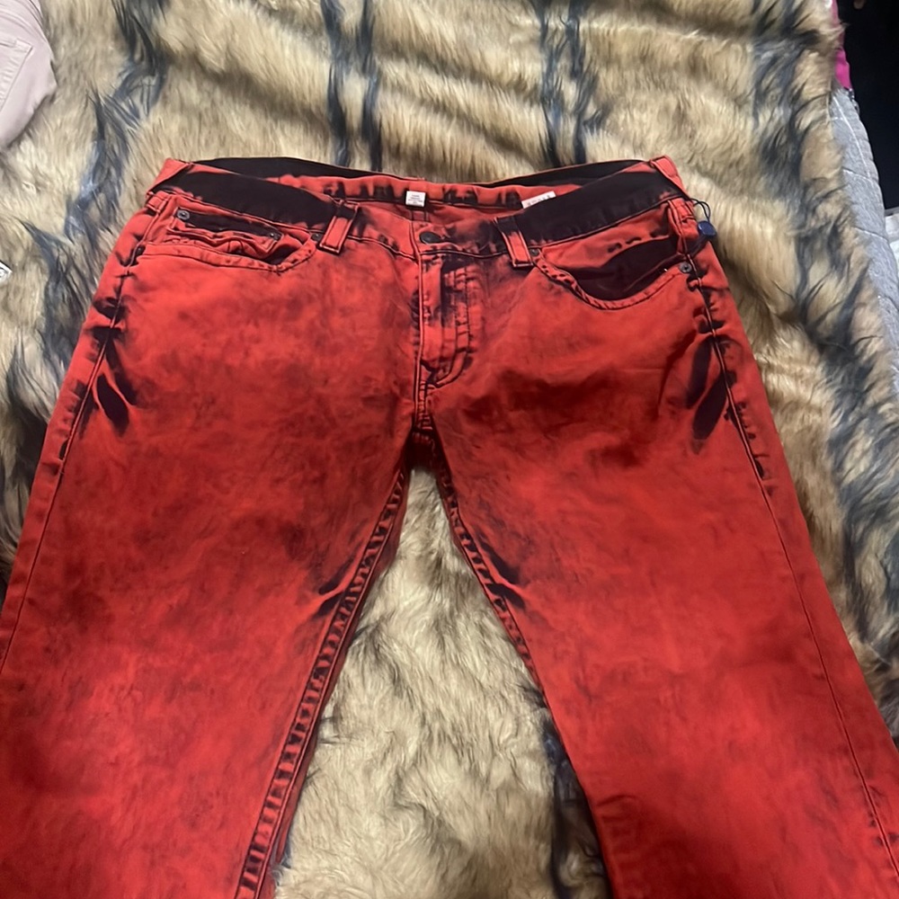 True religion mens 40 red and black jeans NWOT